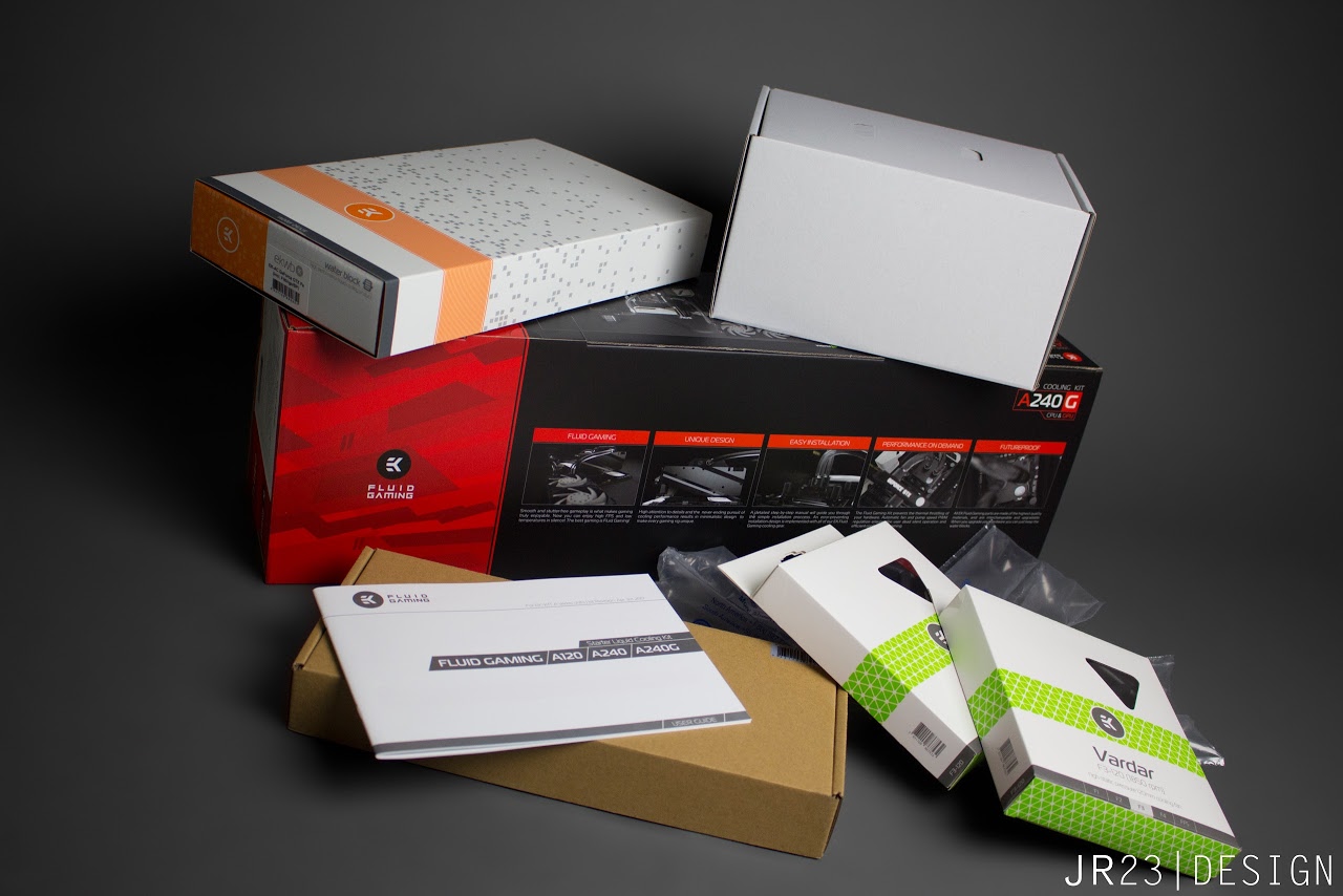 Photo of boxes of watercooling and PC building components
